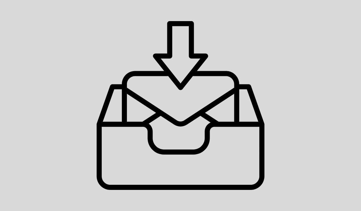 A gray box with a black inbox icon.