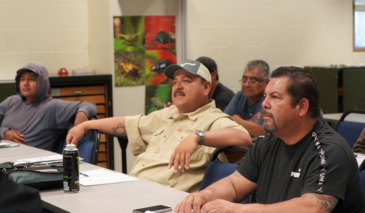 WVC agriculture students sit at tables in a classroom.