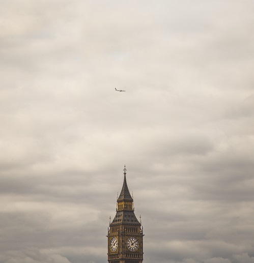 Big Ben in England against a cloudy sky